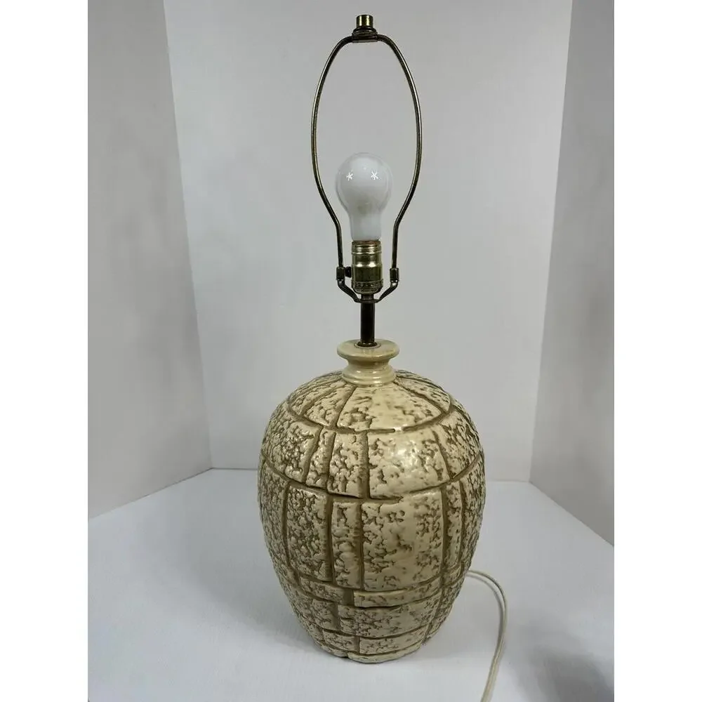 Vintage Brutalist Ceramic Lamp Heavy Faux‎ Stacked Stone Mid Century Modern